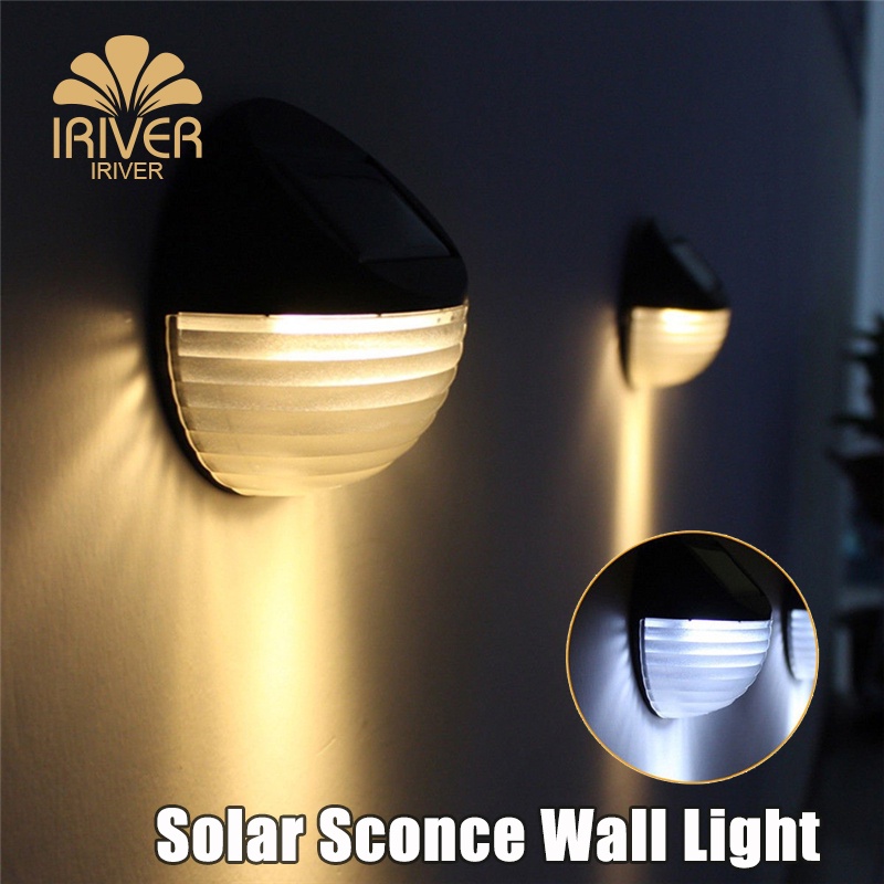 LED Solar Power Wall Mount Light Outdoor Warm White Waterproof Garden