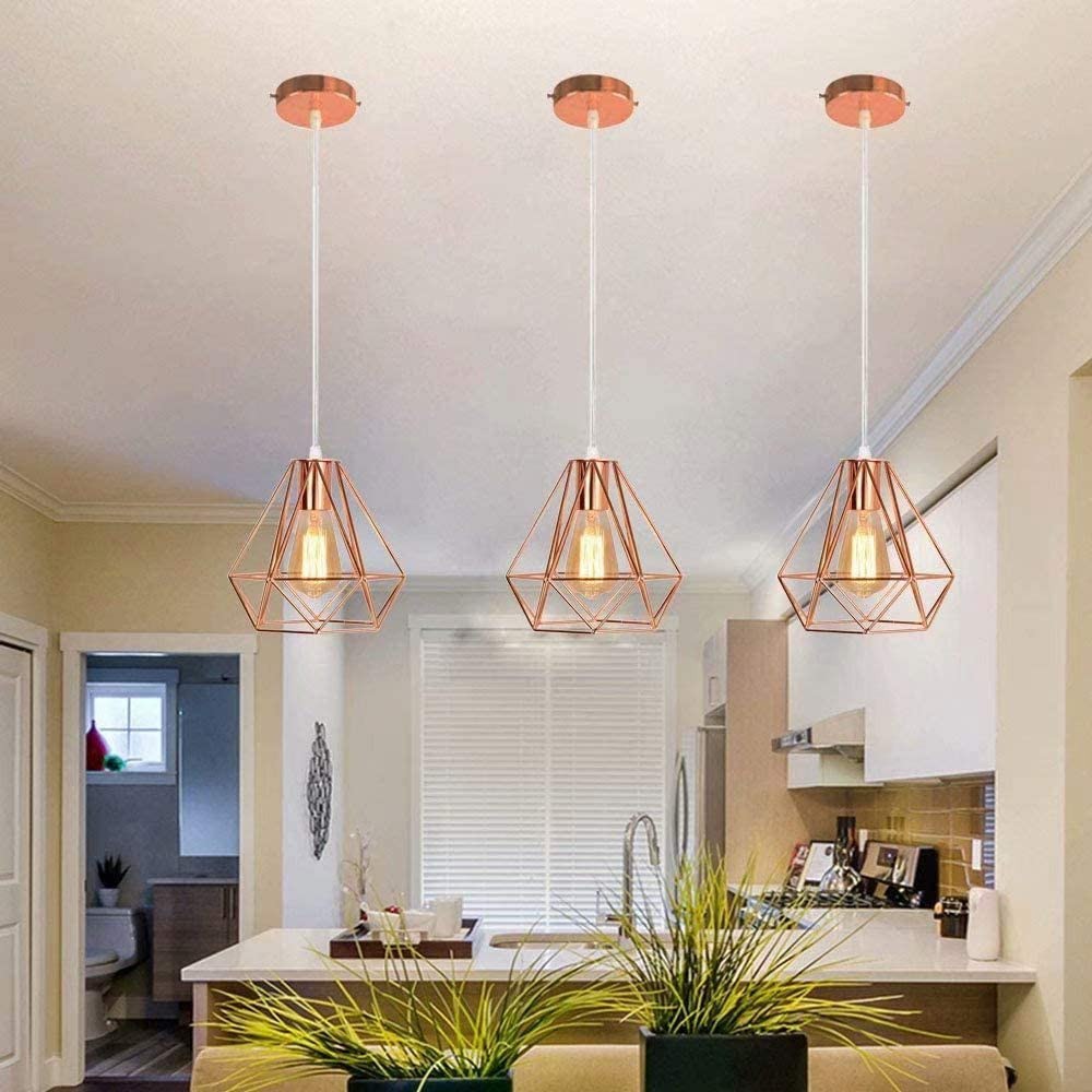 Chandelier rose gold metal drop modern three head chandelier ceiling light light diamond
