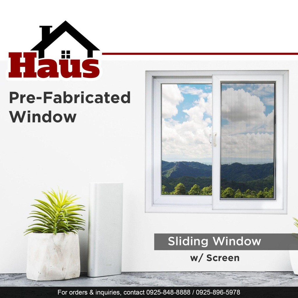 Haus Pre-fab 2 Panel Sliding Window Ordinary Lock with Profile Screen ...