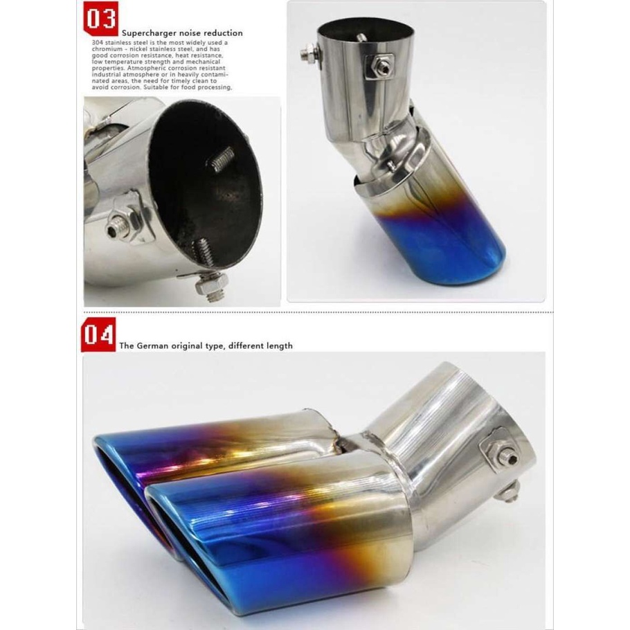 PH 1 Pcs Universal Stainless Steel Car Rear Dual Outlets Exhaust ...