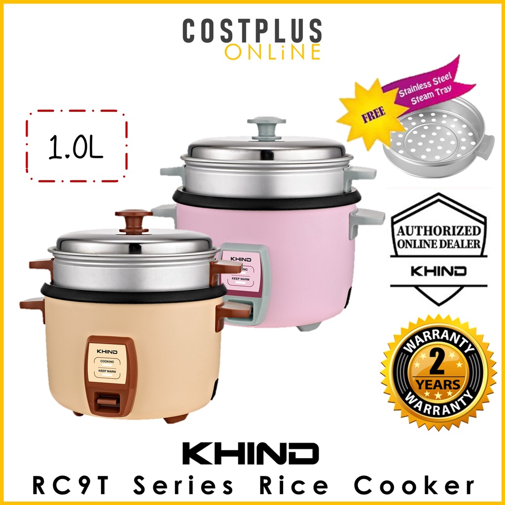 KHIND RC910 RC910T 1L Rice Cooker + Steam Tray ( PINK / GREEN / CREAM