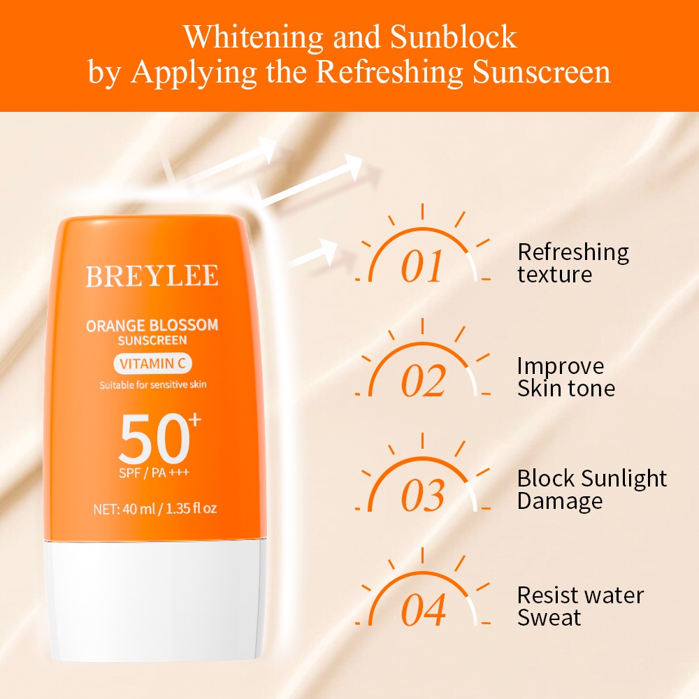 BREYLEE Face Sunscreen Vitamin C Refreshing Sunscreen Orange Blossom ...