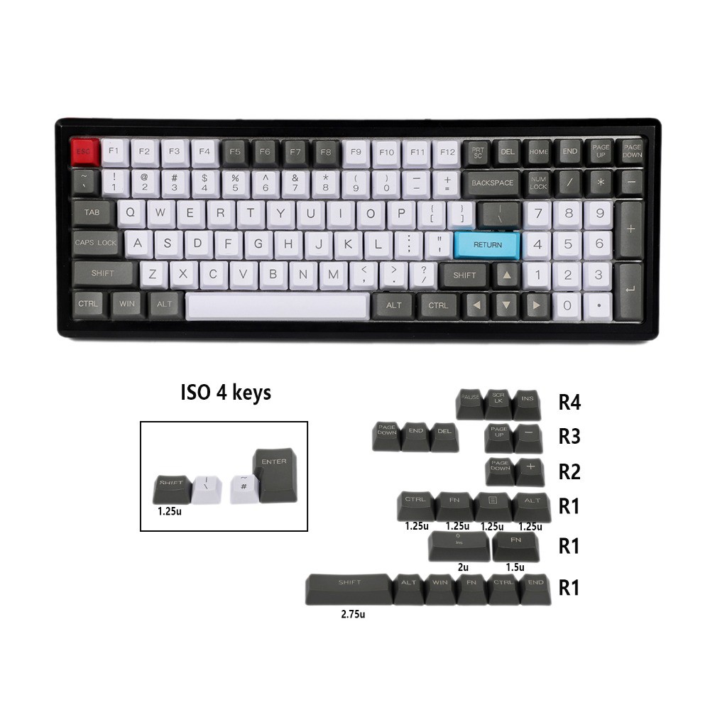 125 Keys Laser Etched Top print Side Print ANSI ISO OEM Profile Thick ...