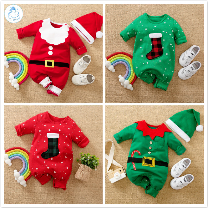 Baby Romper Jumper Clothes Santa Claus One Piece Autumn Clothing Long