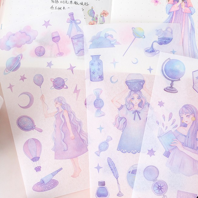 Cute Sticker Pack Anime Girl Stamps Flowers Cats Mermaid Junk Journal ...