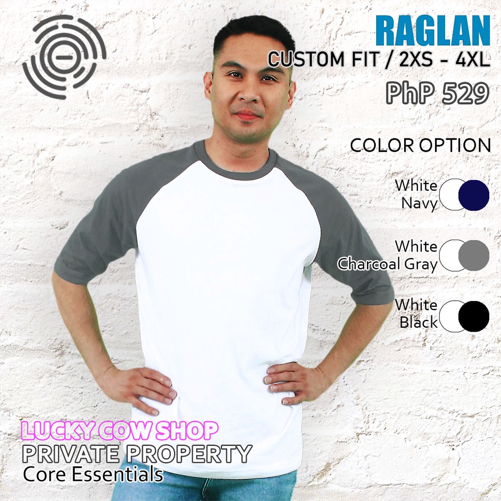 Mens Basic Plain Raglan Long 3/4 Half Sleeves TShirt 2XS XS S M L XL 2XL  (High Quality) - by PRIVATE