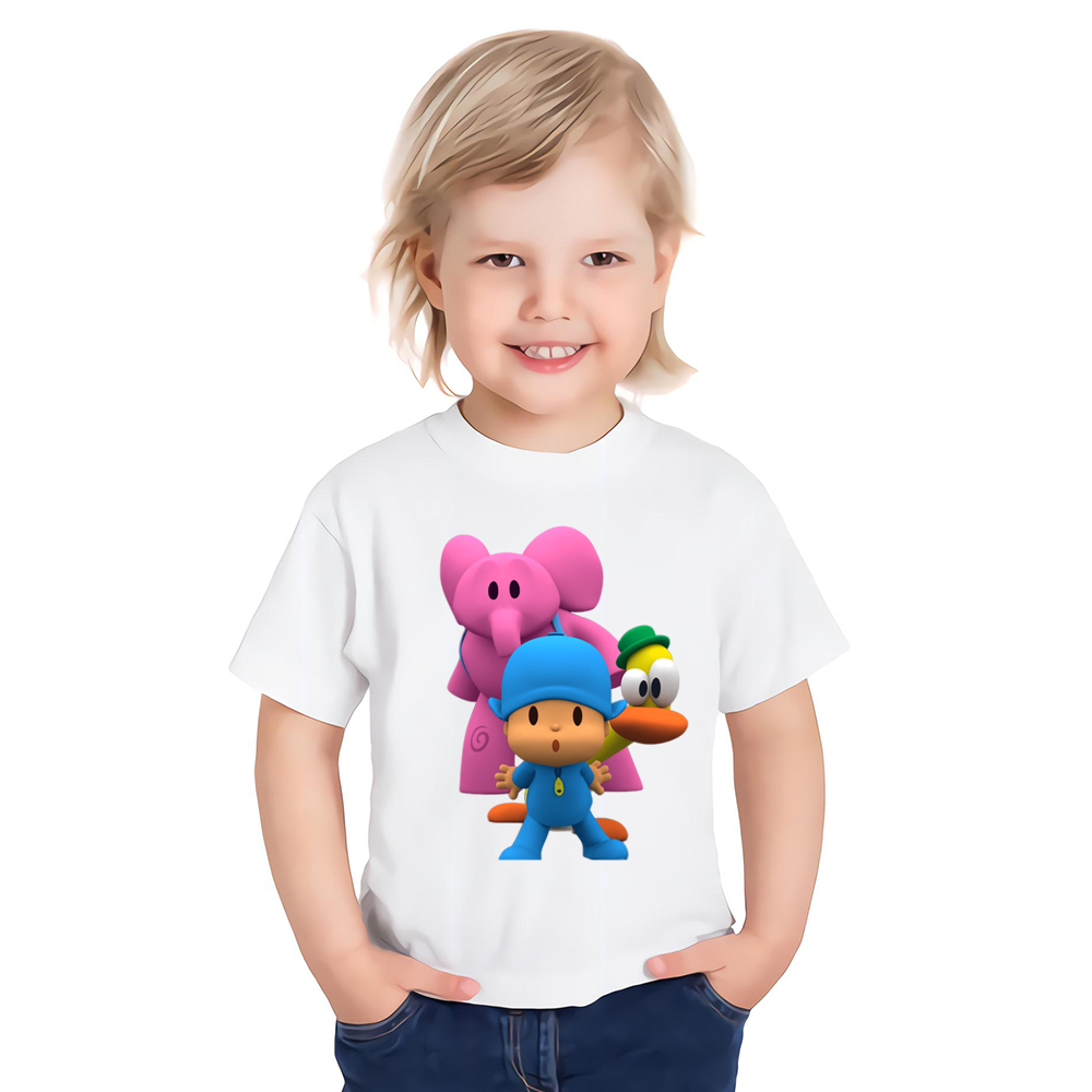 Kids Pocoyo Print T Shirt Boys Girls Graphic Cartoon Tops Tees Children ...