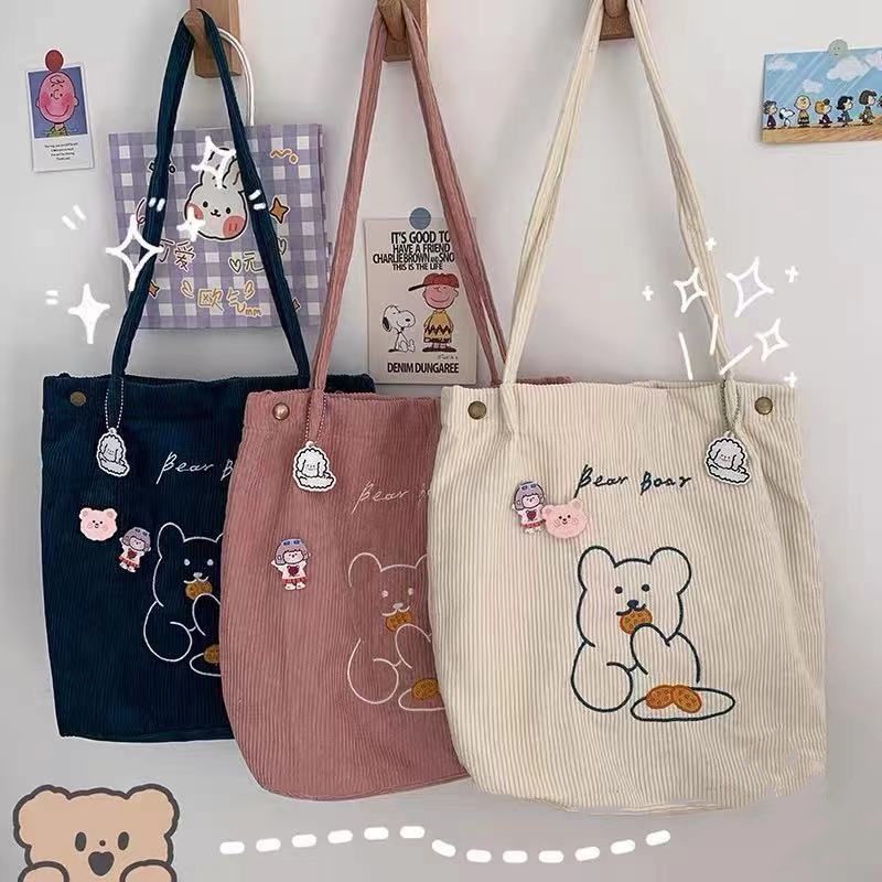 Cute Bear One Shoulder Canvas Bag Korean College Girl Students ...