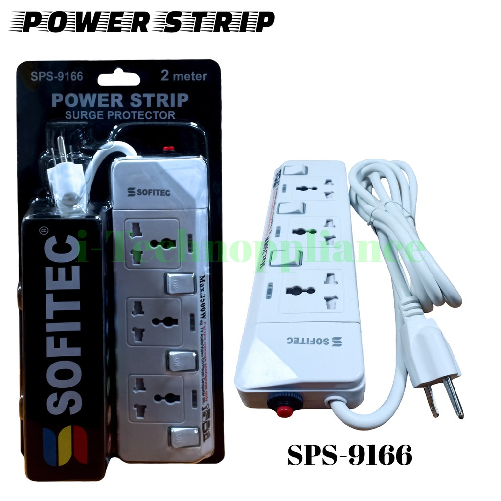 2Meters Universal Extension Box Sofitec Multi Socket Power Board SPS9166 (3 Sockets Extension