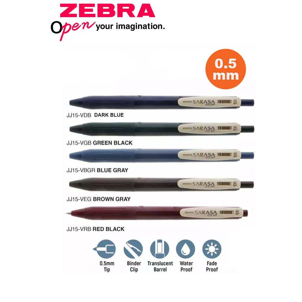 Zebra Sarasa Clip Vintage Color Retractable Gel Pen 0.5mm (1 Pc ...