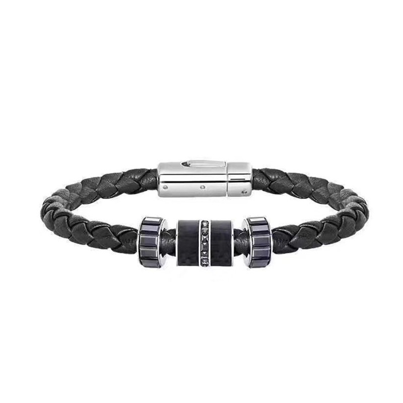 Swarovski Braided Leather Swarovski Mens Leather Bracelet