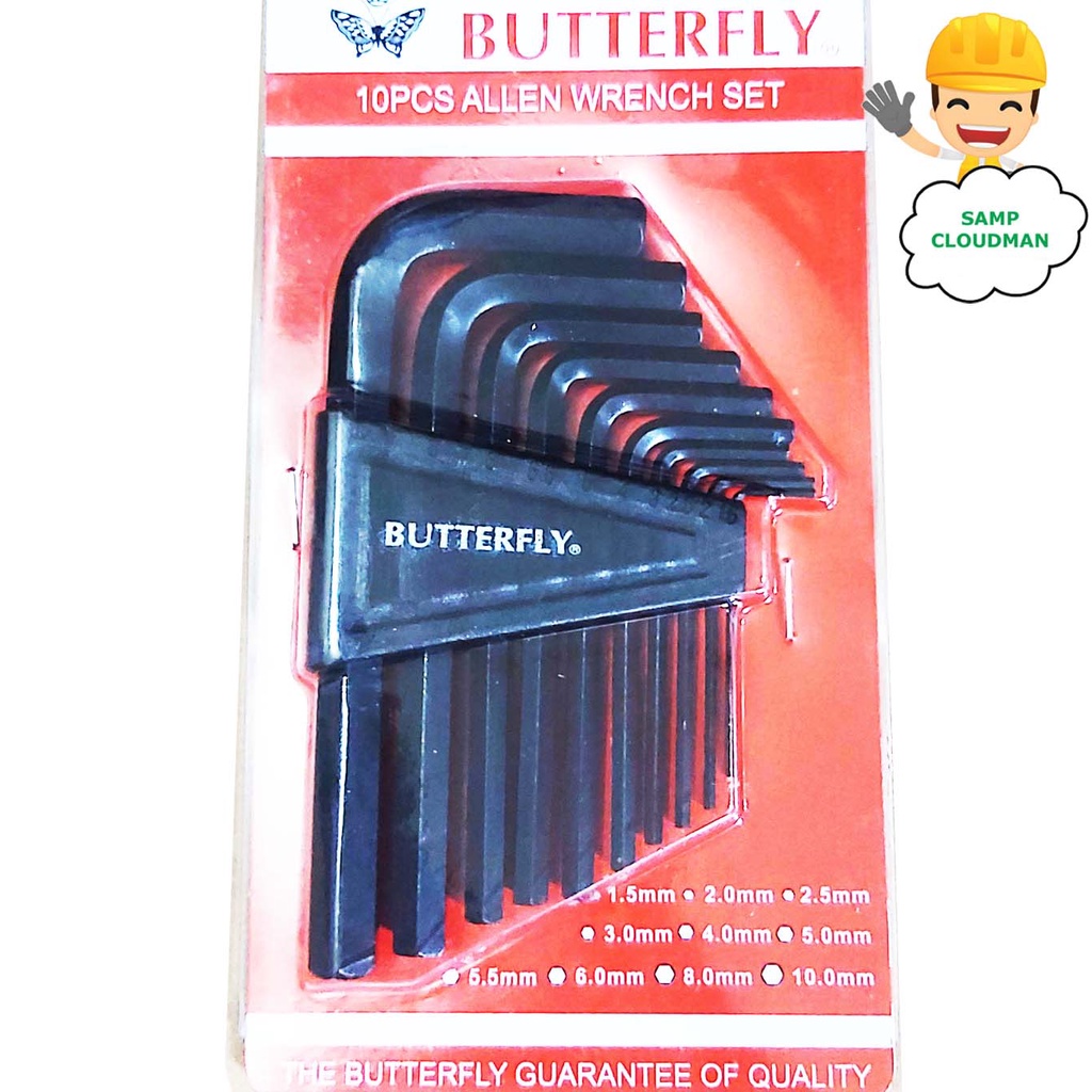 Butterfly Allen Wrench 10 Pieces Set 1.5mm to 10mm Set Shopee Philippines