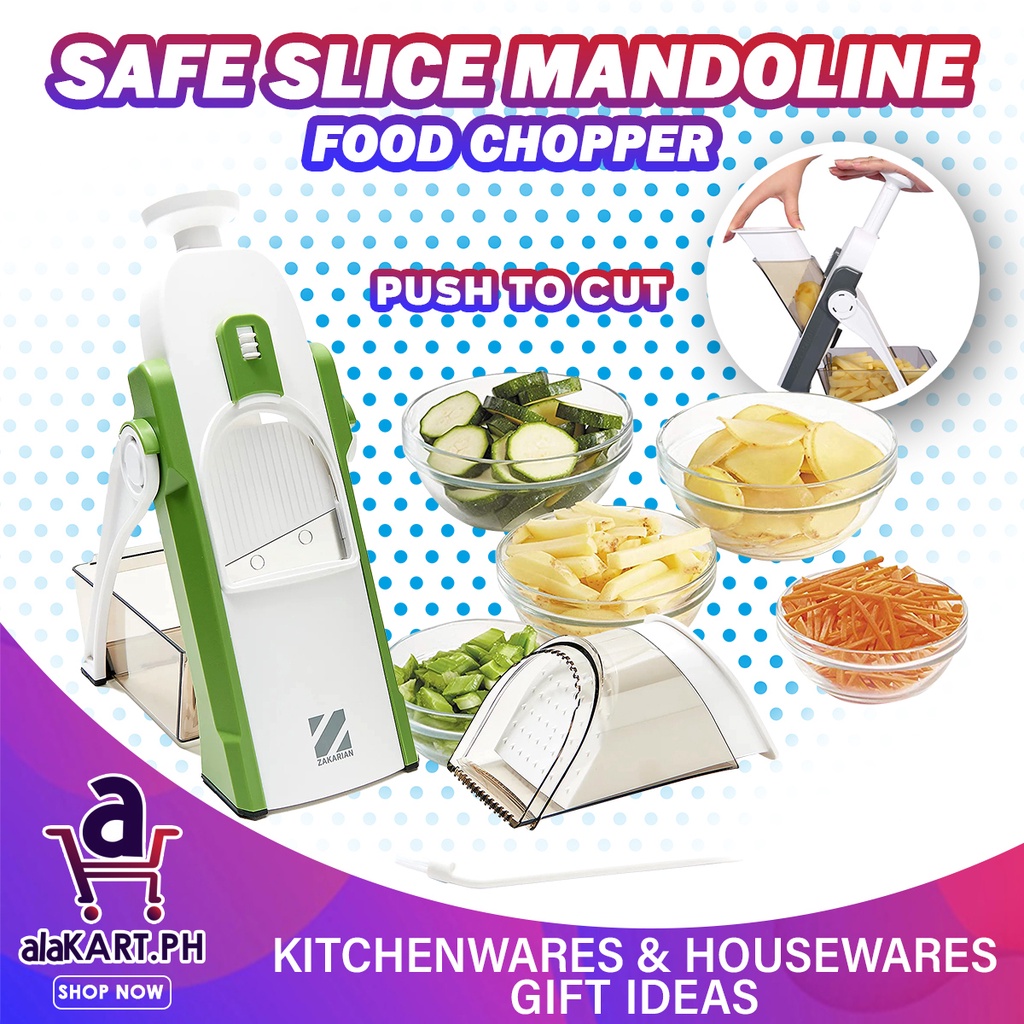 Safe Slice Mandoline Food Chopper MultiFunction Food Slicer, Peeler, Grater And Cutter