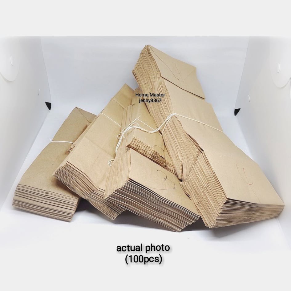 100 PCS BROWN PAPER BAG ,BIODEGRADABLE AND ECO FRIENDLY SIZE (1,2,3,4