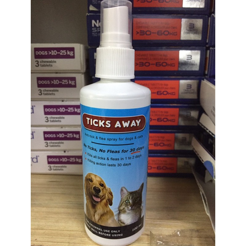 Ticks Away AntiTick & Flea Spray 100ml for Dogs & Cats Shopee