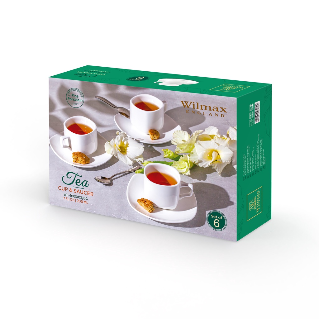 Wilmax England Porcelain Tea Cup & Saucer 6Pcs Set in Color Box ...