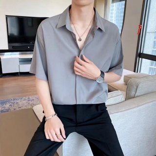 Men's Apparel HUILISHI Korean Men's Pure Color Casual Short Sleeve