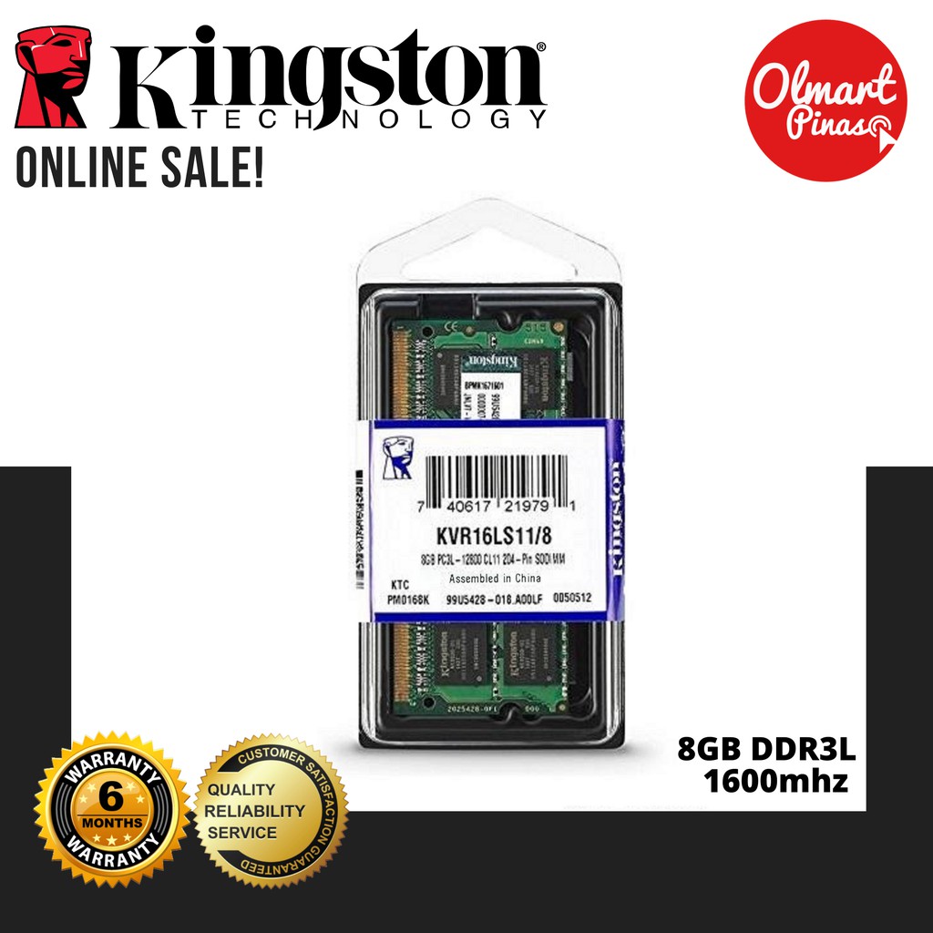 Kingston Technology ValueRAM 8GB 1600MHz DDR3L PC3-12800 ECC CL11