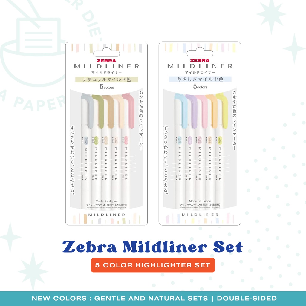 Zebra Mildliner Highlighter Set (New Colors; Natural and Gentle
