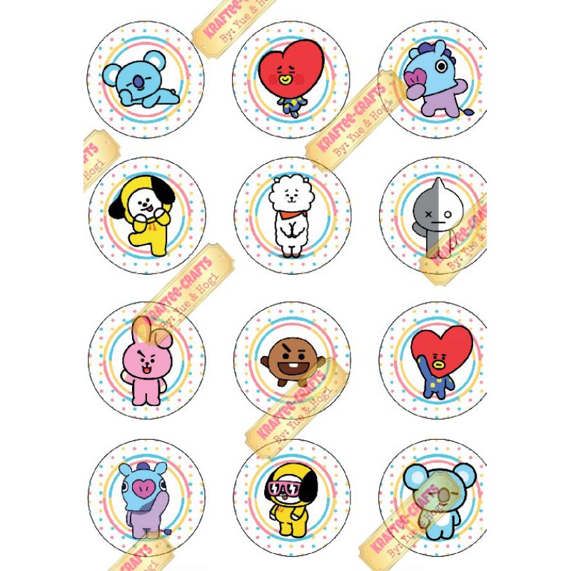 Bt21 cupcake toppers 12pcs/24pcs. | Shopee Philippines