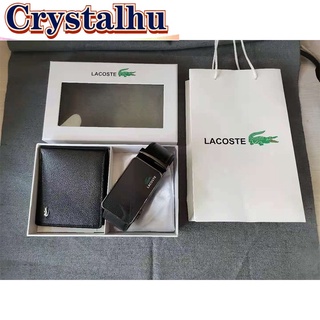【Hot sale】LACOSTE Crocodile Men's Belt & Wallet Gift Set Business ...