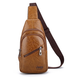 Jeep Men s Sling Bag Leather Chest Bag Shoulder Beg Crossbody Backpack