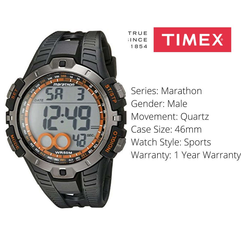 Timex Marathon Black Resin Sport Watch T5K801 | Shopee Philippines