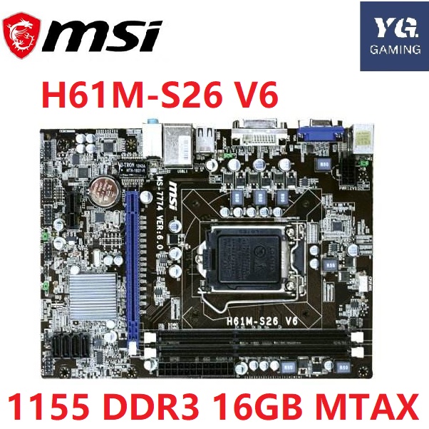 MSI H61M-S26 V6 Desktop Computer Motherboard LGA 1155 DDR3 For Intel ...