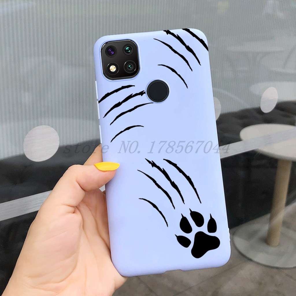 Redmi 9C 9A Cute Little Black Cat Design Case Redmi 9C Redmi 9A Candy  Color Soft Silicone Phone Case