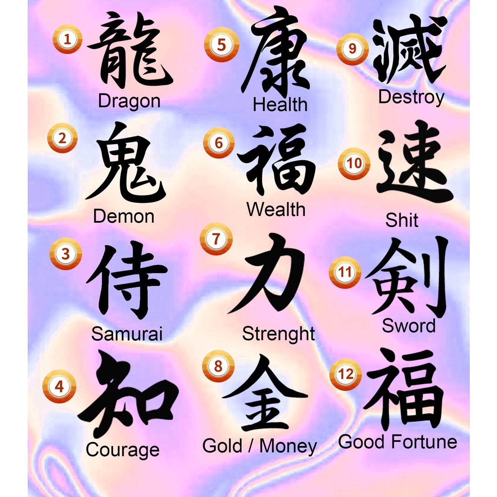 Motorcycle Kanji Fairing Decal Sticker - 11" X 9.5" Vinyl Universal Placement For Bike Fairings