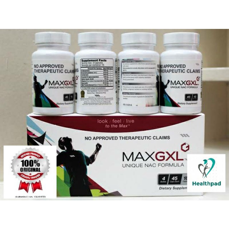 Authentic MAXGXL Glutathione 180 capsules 1 box of 4 Shopee