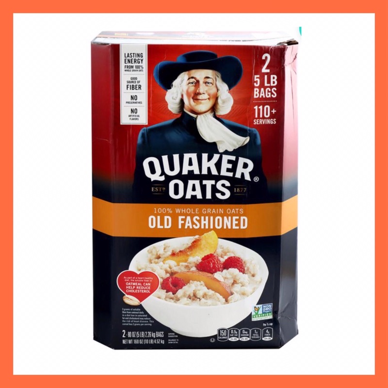 Quaker Oats Old Fashioned Whole Grain Oats (2.26kg x 2 bags) | Shopee ...