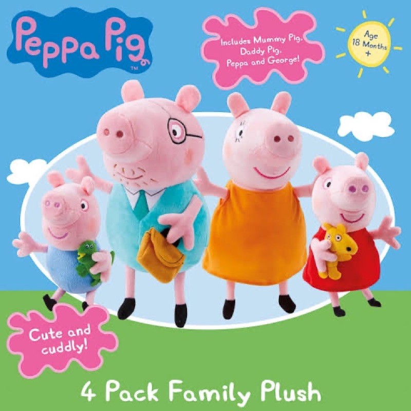 Peppa Pig Family Stuffed Toys, Peppa Pig Family Plush Toy 4 Pack