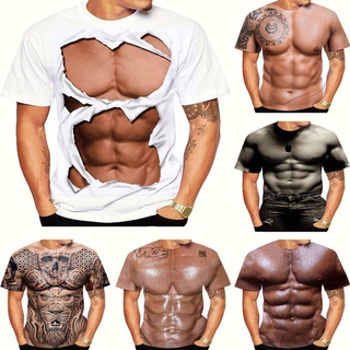 3D Muscle Printed T Shirt for Men,3D Fake Abs T Shirts Funny Printed  Graphic Tees Short Sleeve Crewneck Casual Summer Tops Black Medium at   Men's Clothing store