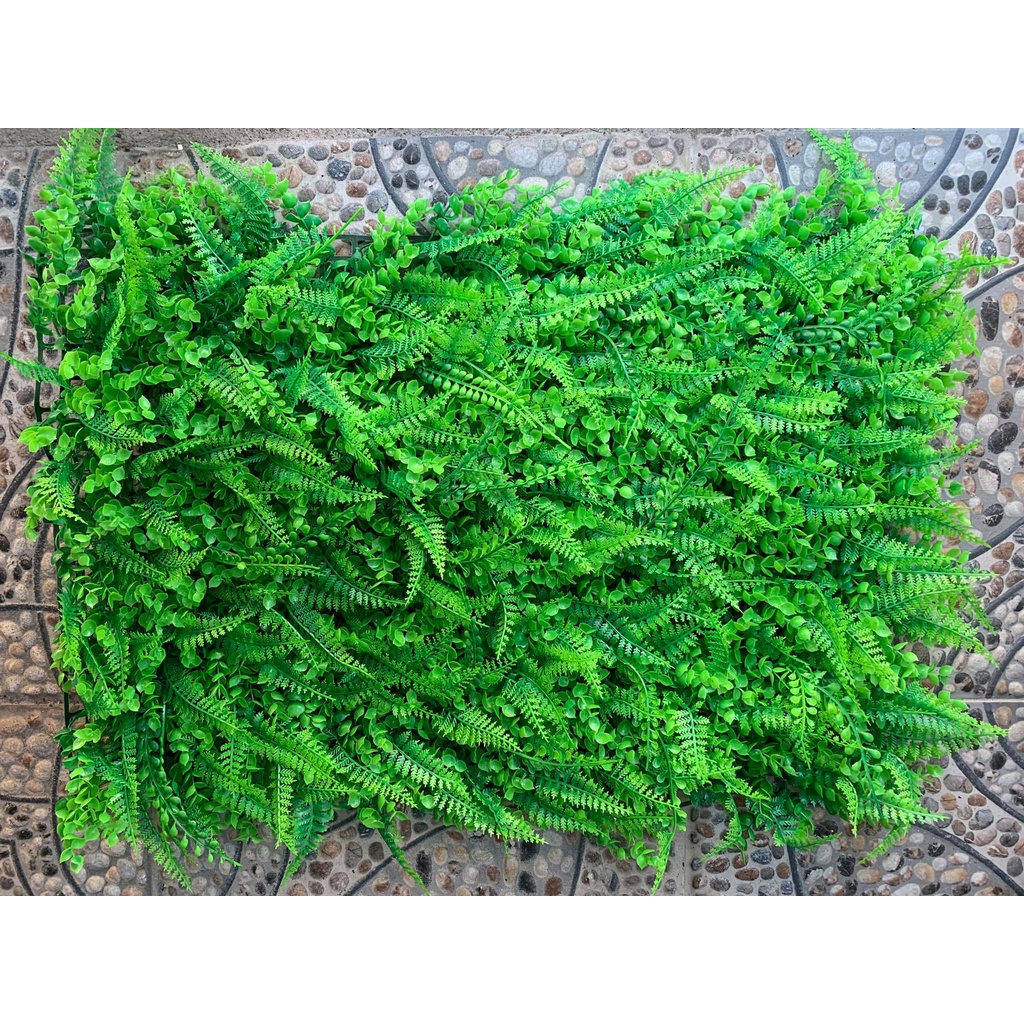 1PC Eucalyptus with Ferns Wall Panel, Grass Boxwood Mat, Artificial