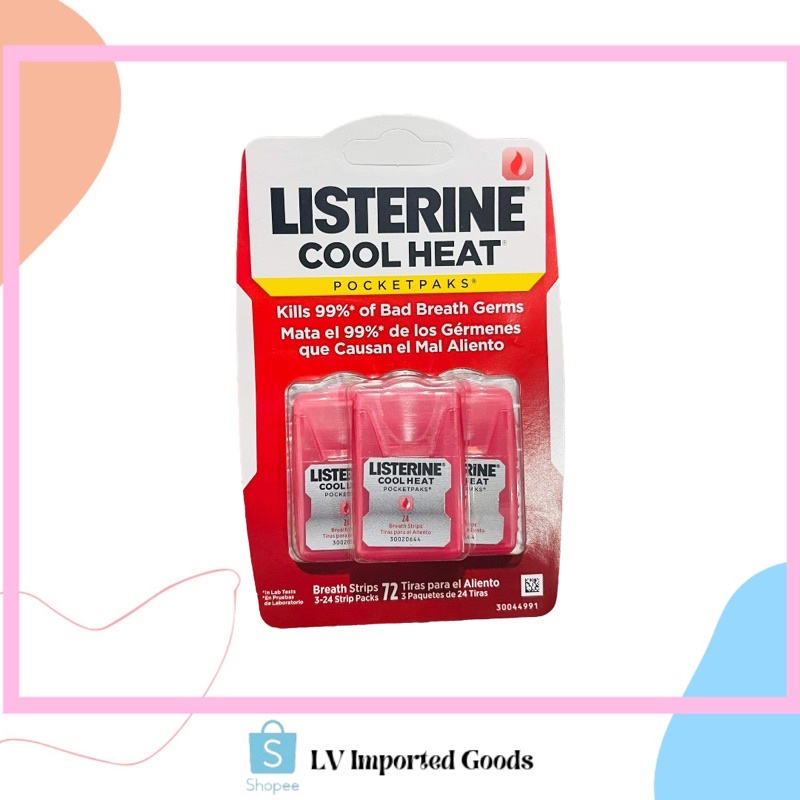 Listerine Cool Heat Pocketpaks Breath Strips for Oral Care, 24-Strip ...