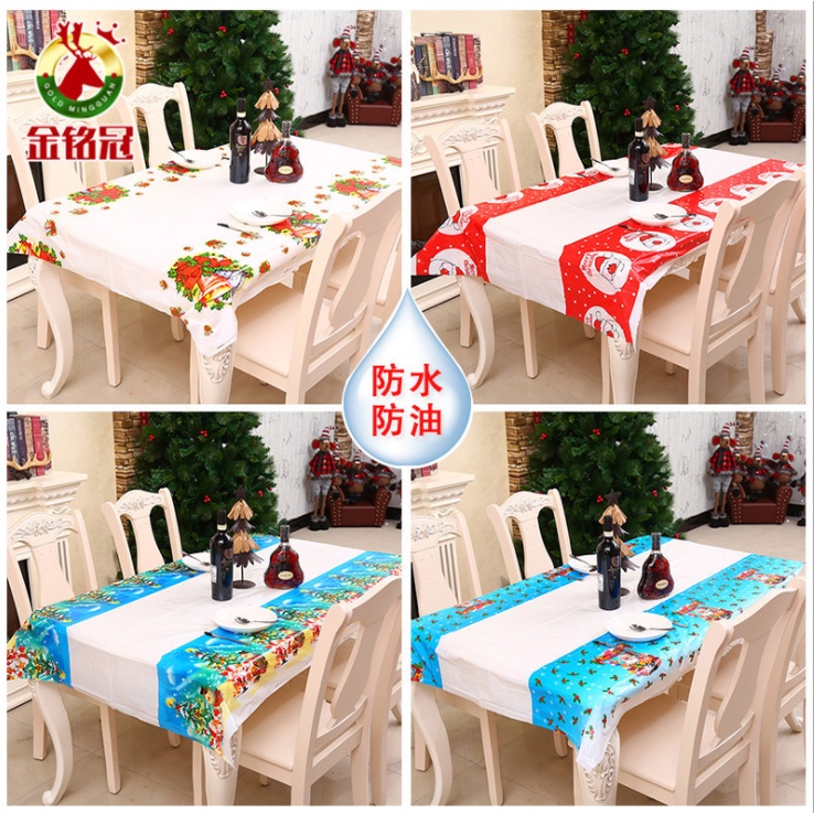 Christmas Decoration Table Cloth Waterproof PVC Plastic Disposable