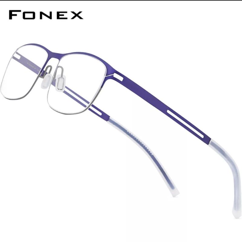 FONEX B Titanium Glasses, Full Rimless Ultra-Lightweight Square Myopia ...