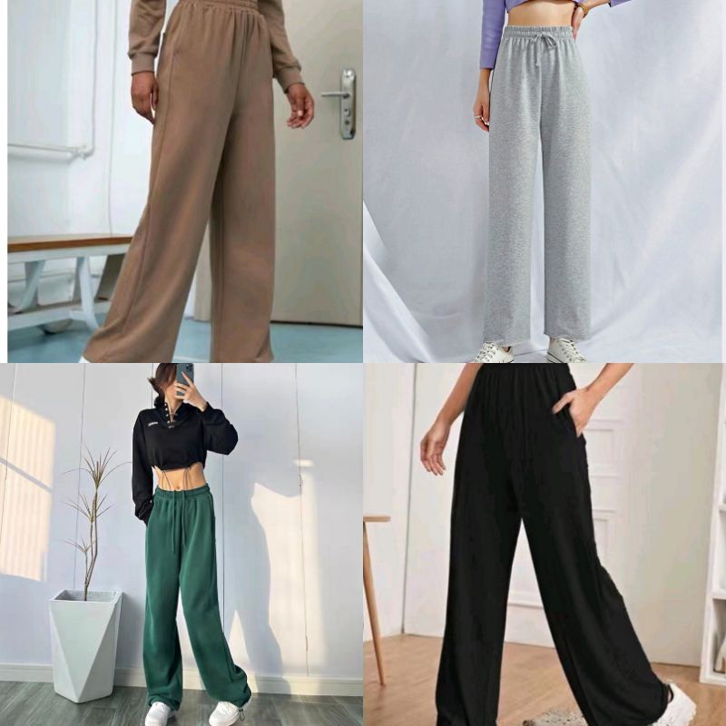 LAUREEN NEW Wide Leg Jogger Pants with Two Side Pocket for Women ...