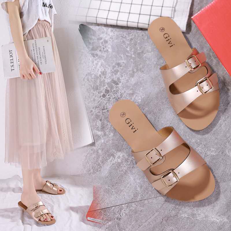 Korean Women Sandals Fashion Flat Slippers H86221 | Shopee Philippines