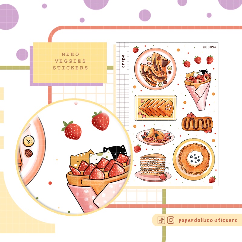 Crepe Sticker Neko Veggies | N009A N009B N009C | Shopee Philippines