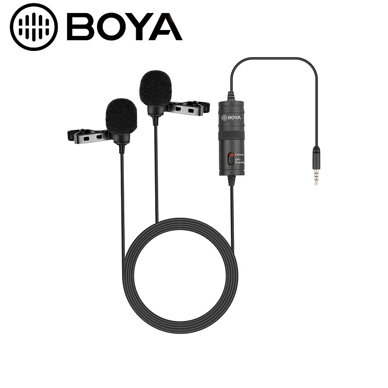 BOYA BYM1DM Dual Lavalier Microphones Omnidirectional Condenser Clip
