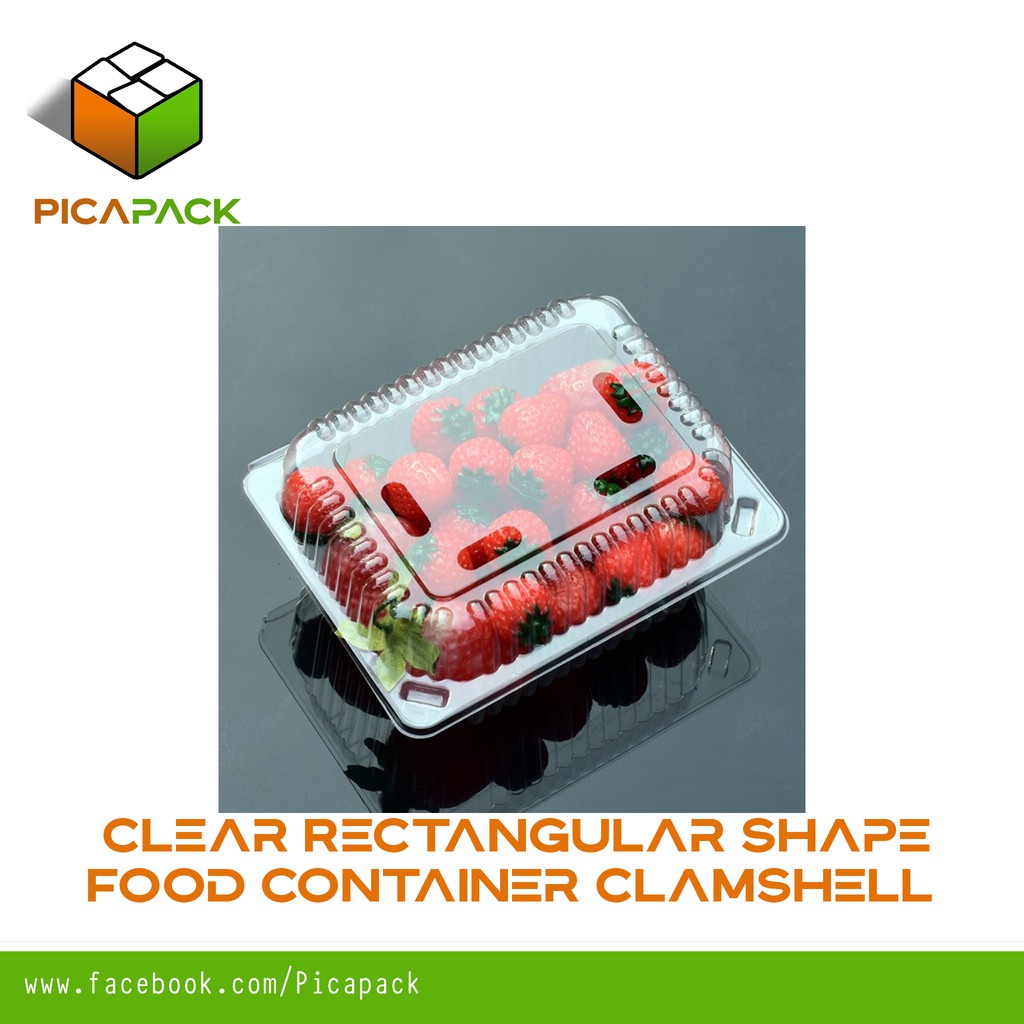 100pcs Clear Rectangular Square Food Container for Fruits Vegetable ...