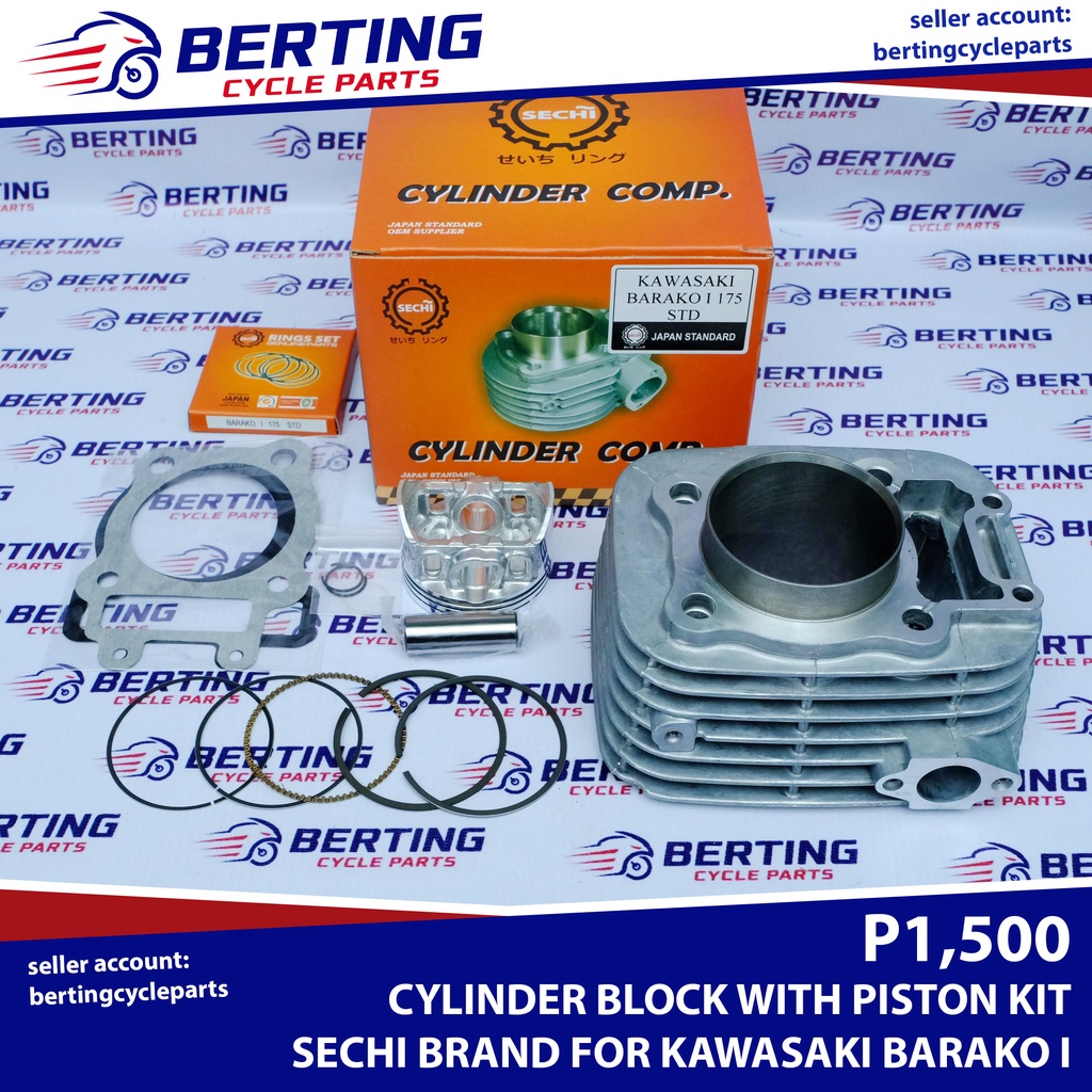 CYLINDER BLOCK WITH PISTON KIT AND GASKET Kawasaki Barako 1 Sechi Brand Shopee Philippines