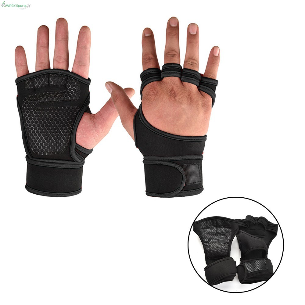 Ready Stock New 1 Pair Weight Lifting Training Gloves Women Men Fitness Sports Body Building Gymnastics Grips Gym Hand Palm Protector Gloves