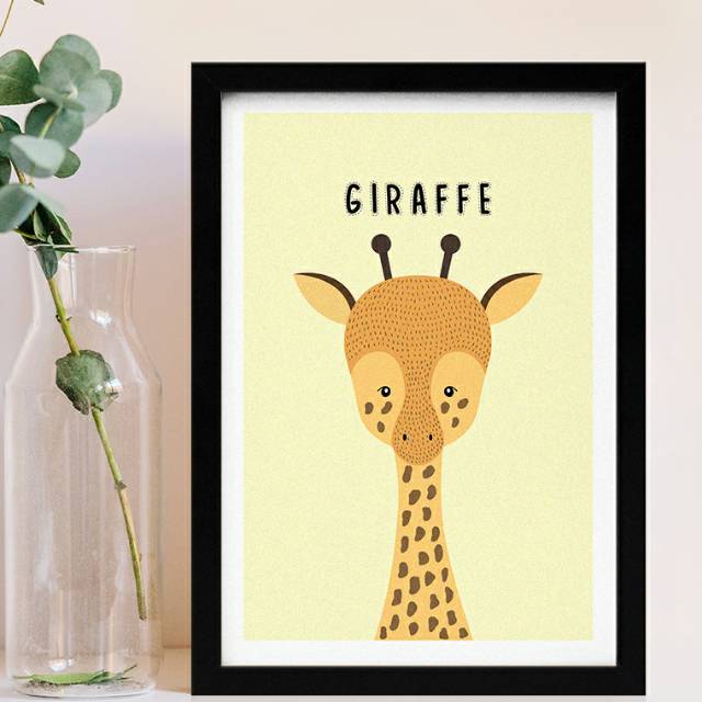 Wall Decor Frame Fiber Frame Cute Giraffe Poster | Shopee Philippines