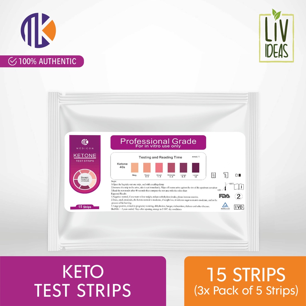Medicon Ketone Test Strips Handy Pack 15 Strips (For Keto Dieters