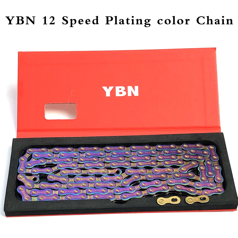 YBN 12S Bicycle Chain Oil Slick Chains Mountain MTB SemiHollow Raod