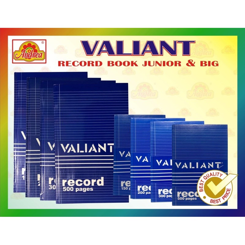 Valiant Record Book junior & big sizes 150 pages 200 pages 300 pages