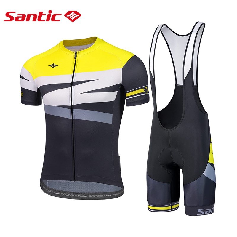 Santic Men Cycling Suit Cyling Jersey Bib Shorts Pockets Mtb Bike Cycling Sets K Mt Shopee